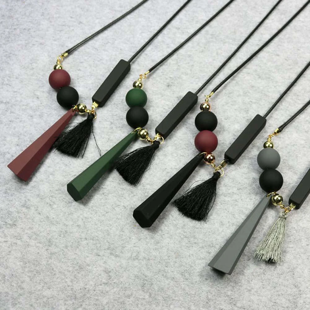 Новое винтажное кожаное ожерелье с кисточками в стиле бохо цепочка для свитера