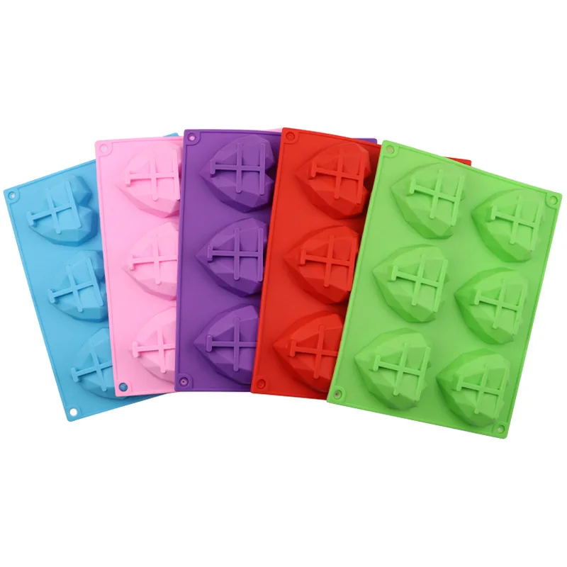 Силиконовые 3D формочки для выпечки сделай сам 6 ячеек Алмазное сердце помадка