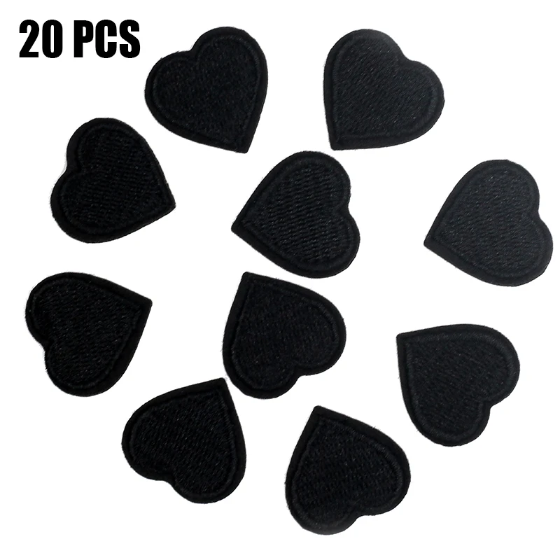 20PCS Black DIY Аксессуары 20 шт Любовь красное и розовое сердце Железо на патч наклейки для одежды шитье на вышитые 2,6*2,4 см - Цвет: 20PCS Black
