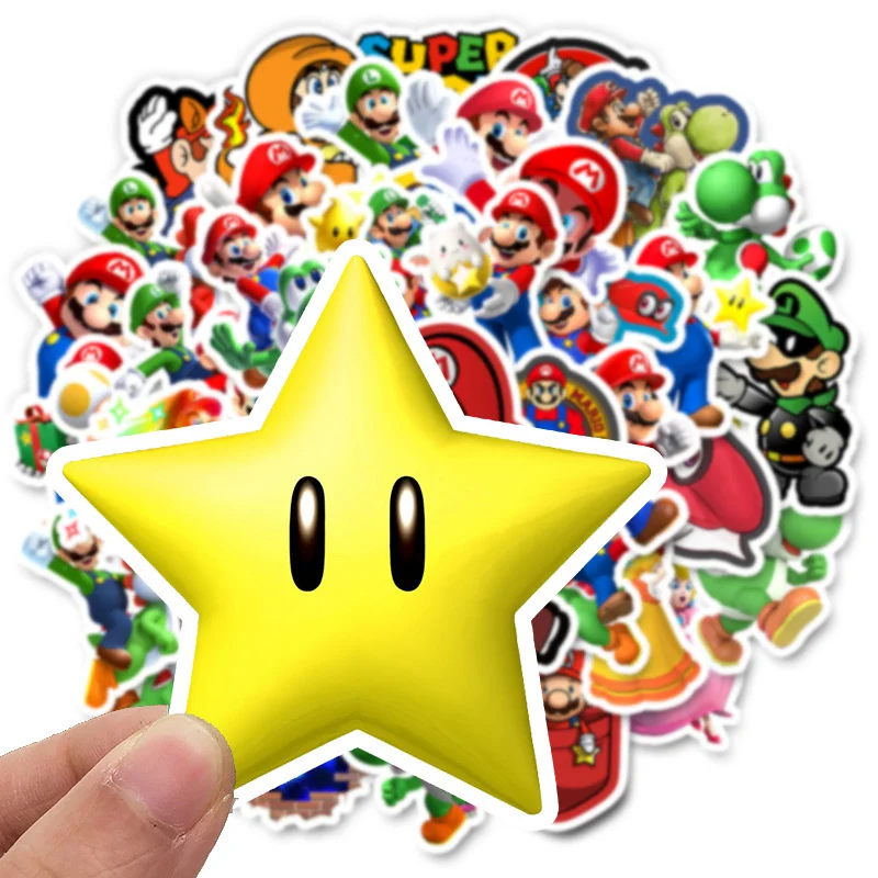 

50PCS Not Repeat Super Mario Game Waterproof Sticker For DIY Laptop Bike Suitcase Phone Kids Room Wall Decor Funny Joy Sticker