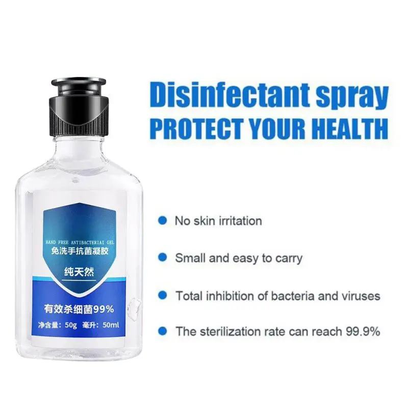 Быстросохнущий Дезинфицирующий Гель для мытья рук 50 мл одноразовое