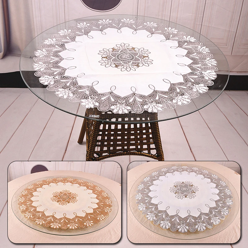 Водонепроницаемая круглая бронзовая скатерть из ПВХ настольная не скользящие