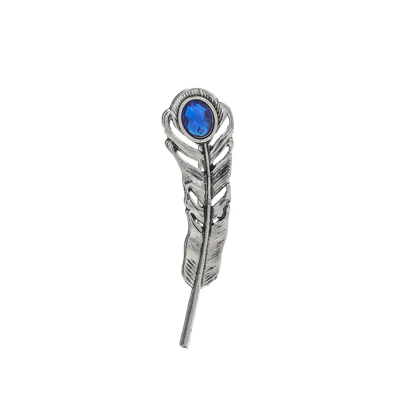 

Unisex Metal Feather Leaf Brooches Pin Clip Jewelry For Men Women Tribe Acrylic Gem Brooch