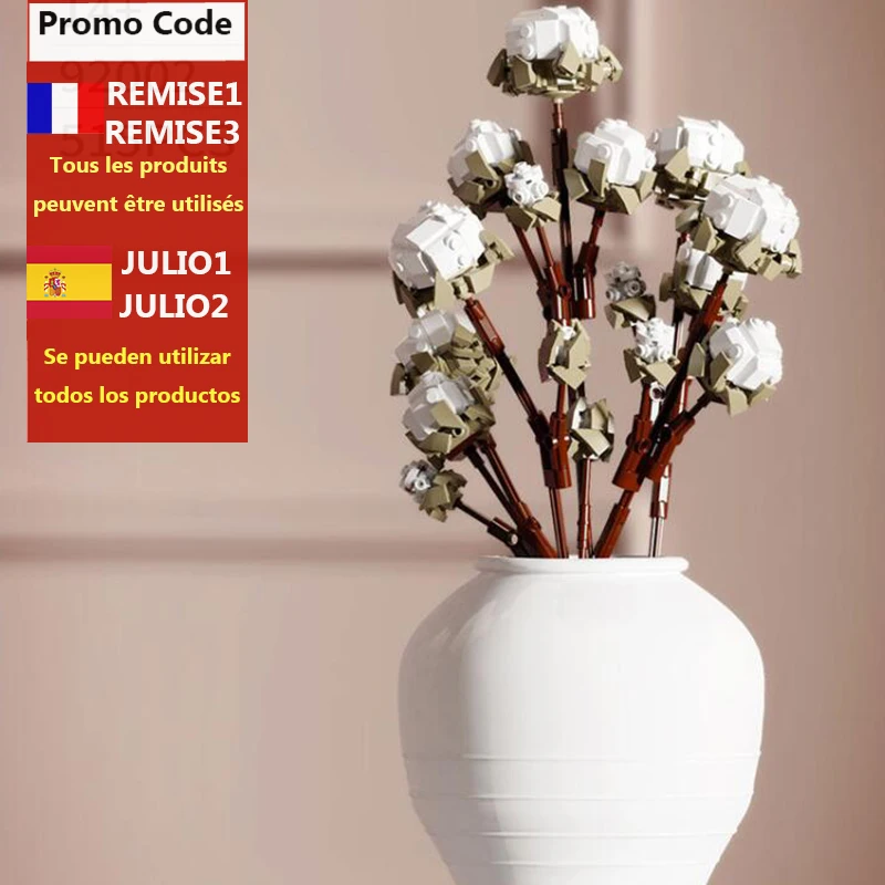 Новые идеи серии букет из хлопка с цветочным принтом конструкторных блоков