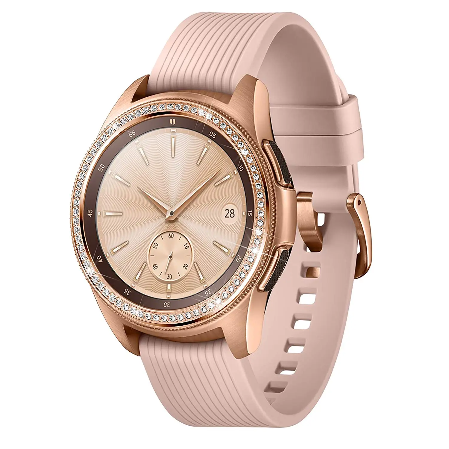 Rose-Gold Бриллиантовая оправа кольцо для samsung Galaxy Watch 42 мм 46 мм металлический ободок кольцо клеющаяся крышка чехол для samsung gear S3 Classic/Frontier - Цвет: Rose-Gold