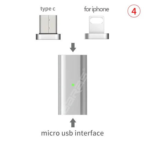 GARAS Micro USB-Type C/| ightning Магнитный адаптер для iPhone/Android 3в1 кабель для передачи данных конвертер адаптер Micro USB-Type C - Цвет: micro to TypeC 8PIN