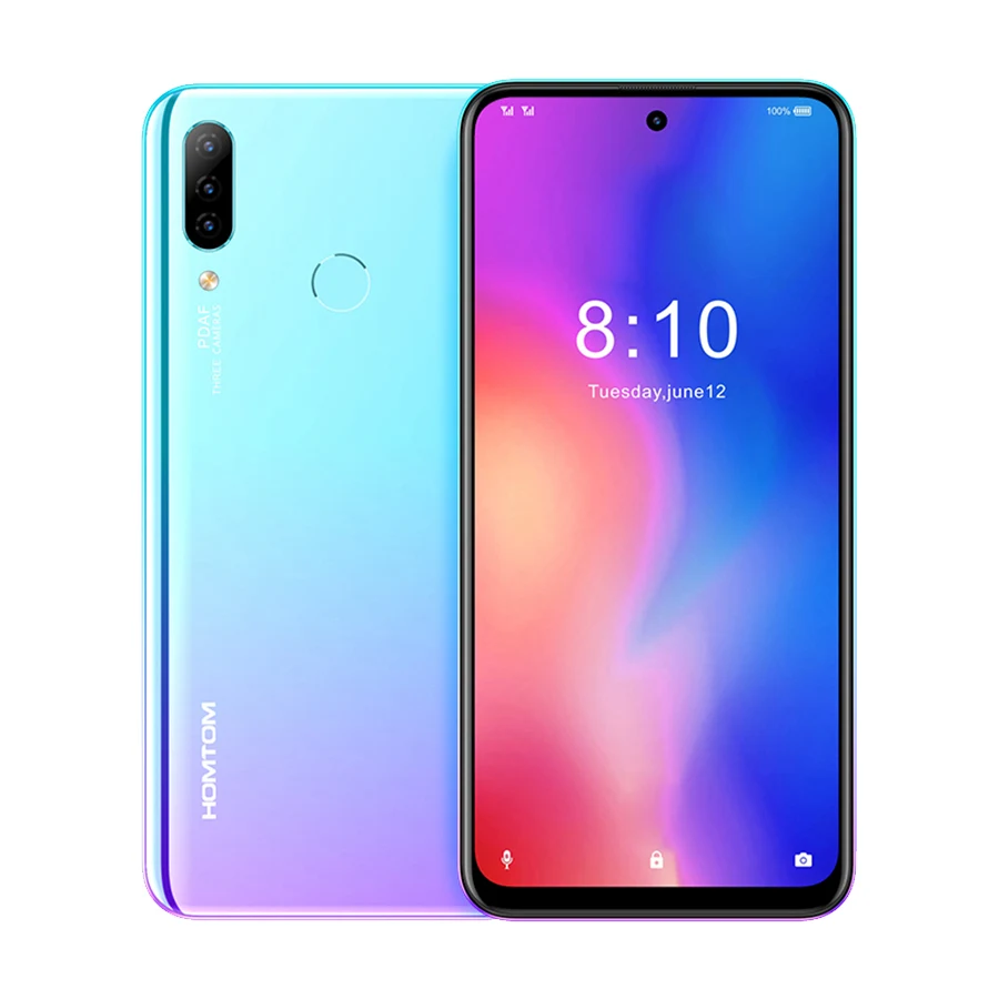 HOMTOM P30 pro Android 9,0 Helio P23 MTK6763 Восьмиядерный 4 Гб 64 Гб Смартфон 6,41 дюймов 4000 мАч 4G FDD-LTE стеклянный Чехол для мобильного телефона - Цвет: Blue