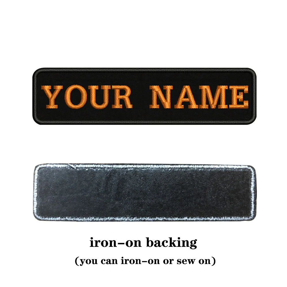 orange-iron on На заказ Вышивка имя заплатка с текстом 10 см* 2,5 см значок железная или пришить или липучка Подложка для одежды брюки рюкзак шляпа - Цвет: orange-iron on