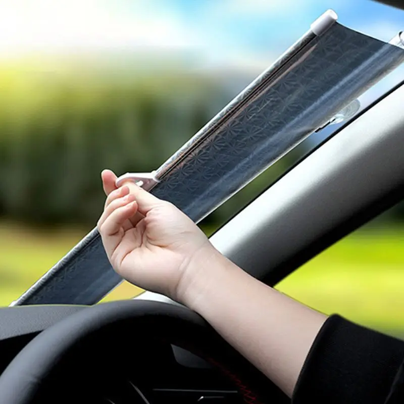 

Car Windshield Retractable Sun Shade Keep Vehicle Cool Prevent UV Rays Protection Fits Front Windshields Multipurpose