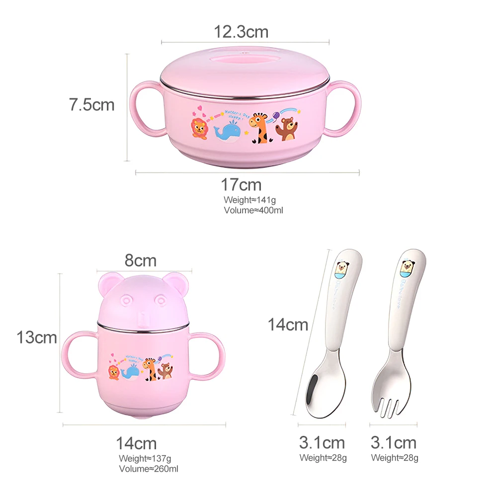 Набор детской посуды из нержавеющей стали 304 миска для кормления с крышкой чашка