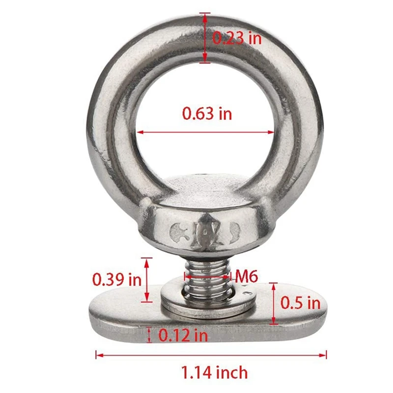 

4Pack Stainless Steel Kayak Track Mount Tie Down Eyelet Rail Accessory for Kayak Canoe Boat