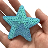 10 pieceslot blue star sequined sew on iron on patches for clothes shoes stars sequins applique patch diy sewing repair new
