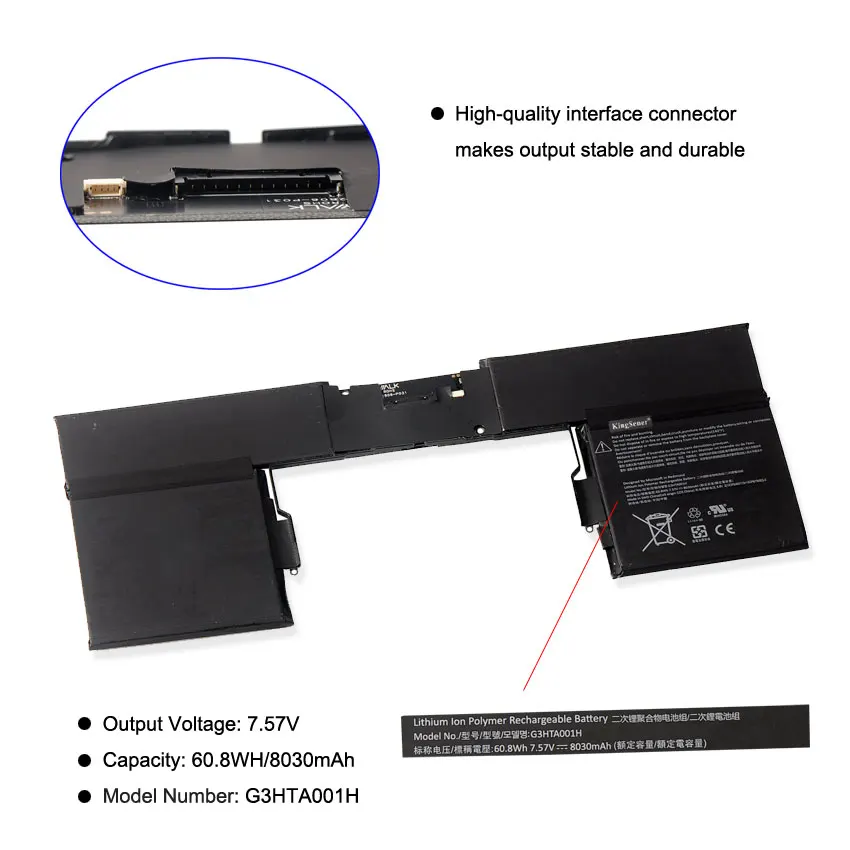 Аккумулятор KingSener G3HTA001H 93HTA001H для клавиатуры Microsoft Surface Book 1785 7 57 в 8030 мА · ч |