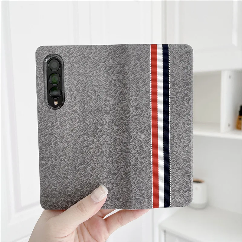 

For Samsung Galaxy Z Fold 3 Flip Mobile Phone Case W22 F9260 All-inclusive Protective Back Cover Z Fold 3 Leather Shell Sleeve
