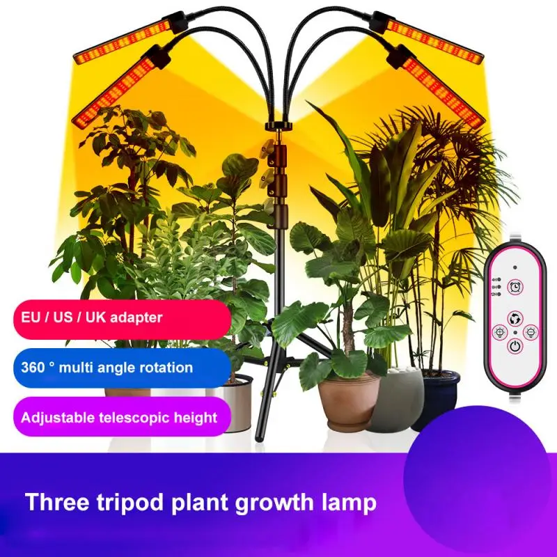 

80W LED Grow Light Remote Control Three Feet Plant Growth Lamp Full Spectrum USB Phyto Lamp Indoor Planting Seedling Lamp