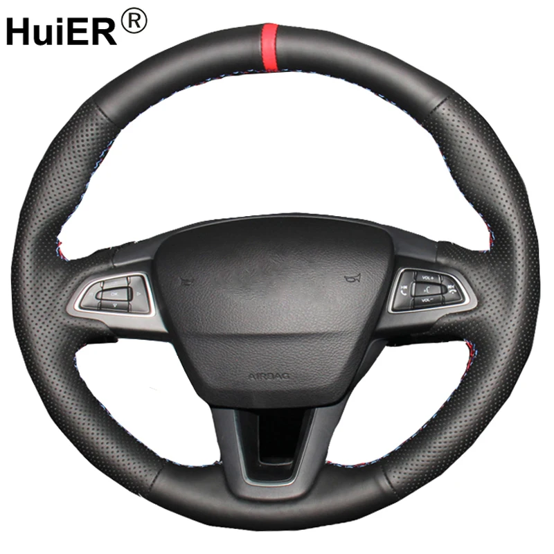 Ручное шитье чехол рулевого колеса автомобиля волана для Ford Focus 3 2015 2016 2017 2018 Kuga
