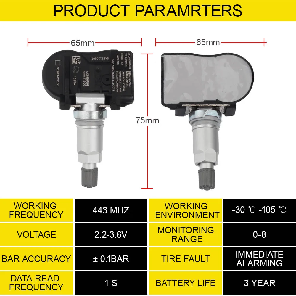 Dasbecan 433 МГц TPMS датчик давления воздуха в шинах для Kia Ceed продолжить 2016 2019 система