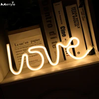 creative love shape led neon light battery power sign lamp for holiday valentines day wedding bedroom decoration table lamp