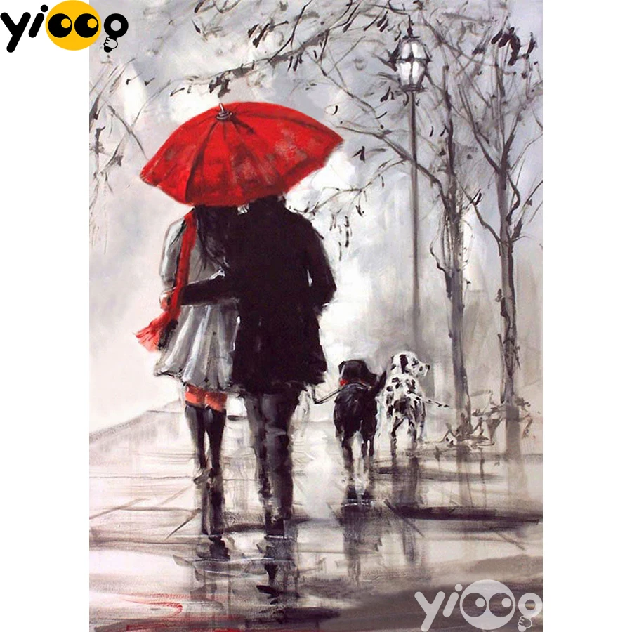 

Full Square/Round Diamond Embroidery Lover in the Rainy 5D Diamond Painting Rhinestone Mosaic Home Decor Gift AX2981