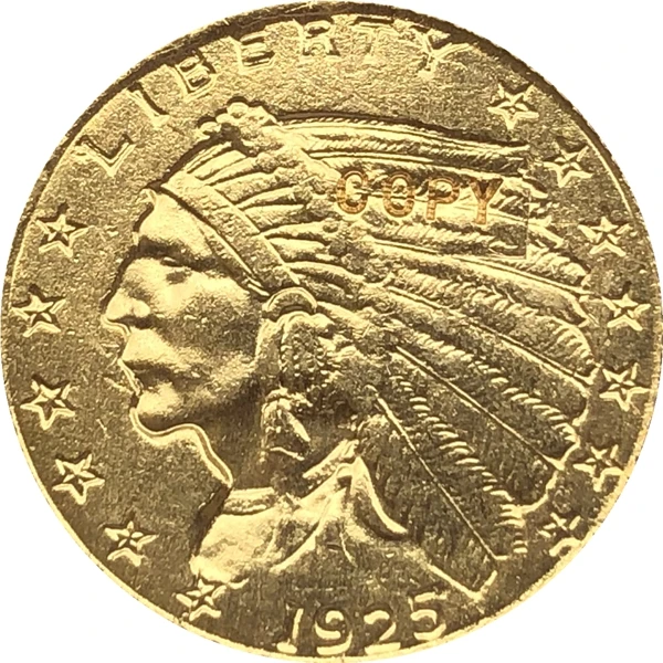 

24-K gold plated 1925-D $2.5 GOLD Indian Half Eagle Coin Copy