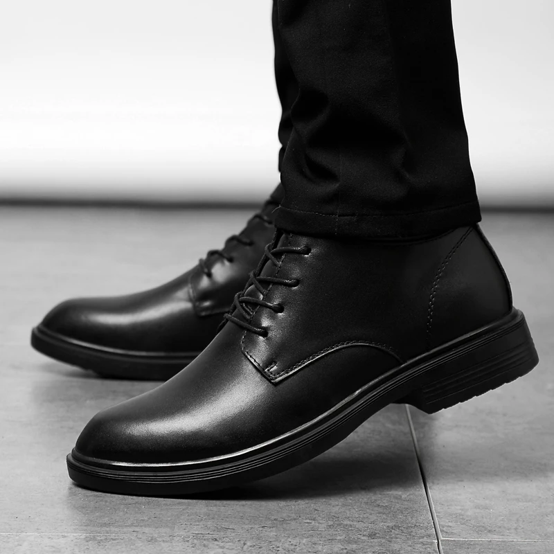 Мужские Зимние ботильоны ручной работы Теплые из натуральной кожи деловая обувь