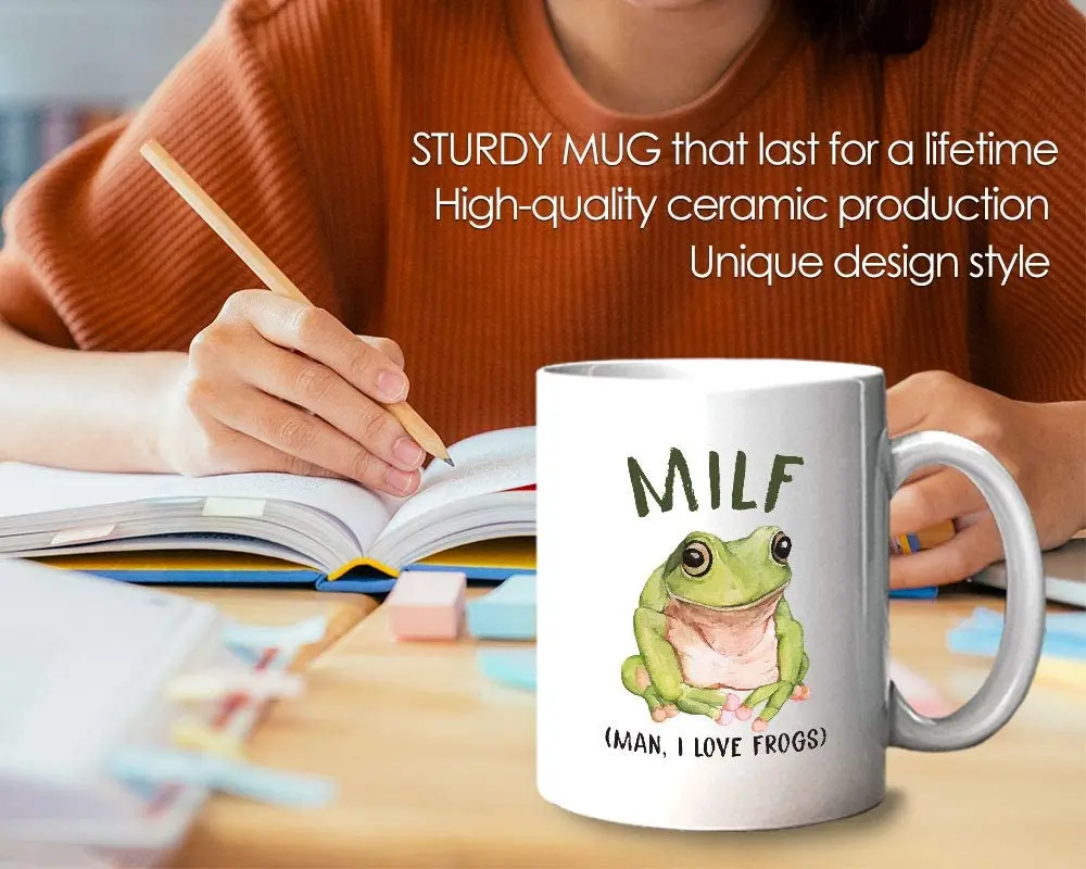Кофейная кружка 11oz White - MILF Man I Love Frogs Froggy Chair цвет зеленый День Святого Валентина