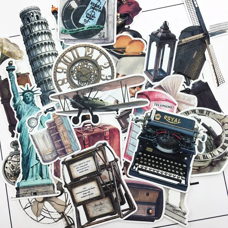 

27pcs Hand Drawing Retro Old film sticker Diary Notebook Planner Scrapbooking thin Paper Stickers journaling stationery