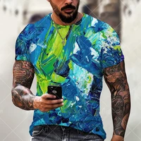 colorful paint print 3d t shirt men women street hip hop rock punk short sleeve tees summer oversized o collar unisex clothes