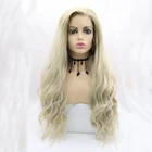 Кудрявые Парики с сетчатой фронтальной линией для косплея клубника, платина, пепельный, медовый блонд, мелированный синтетический парик с сетчатой фронтальной линией, боковая часть, объемная волна