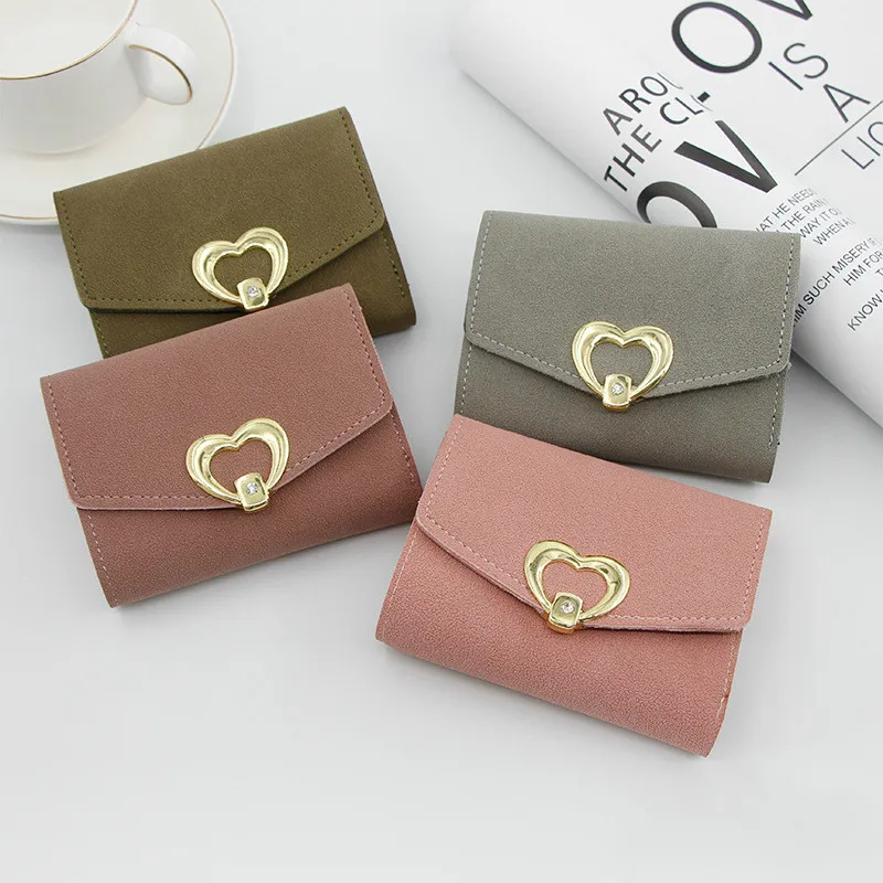 Модный маленький кошелек Женский из матовой кожи короткий женский клатч на