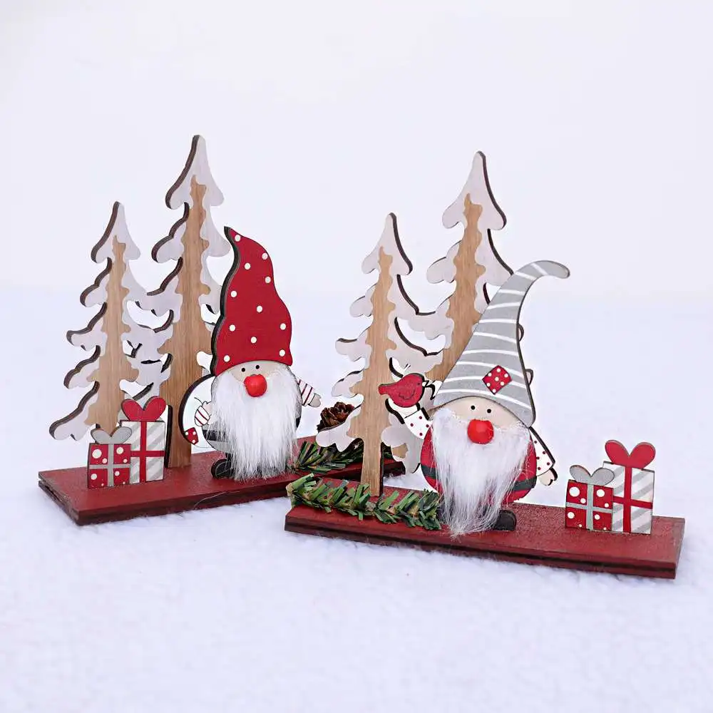 

Christmas Diy Wooden Ornaments Doll Home Decorations Desktop Gift Crafts Merry Christmas New Year Decoration
