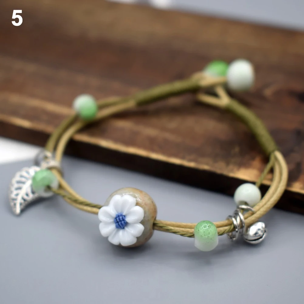 Женский винтажный парный керамический камень цветок браслет дружбы DIY ювелирные
