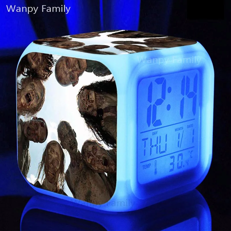 Будильник с призраком ужаса черепом 7 меняющих цвет многофункциональных