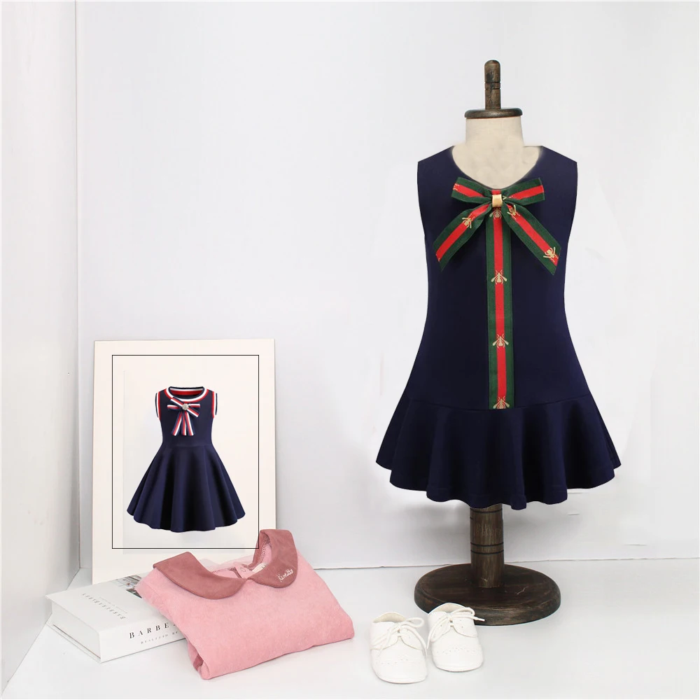 2020 платье принцессы для девочек детское с бантом летние платья маленьких одежда