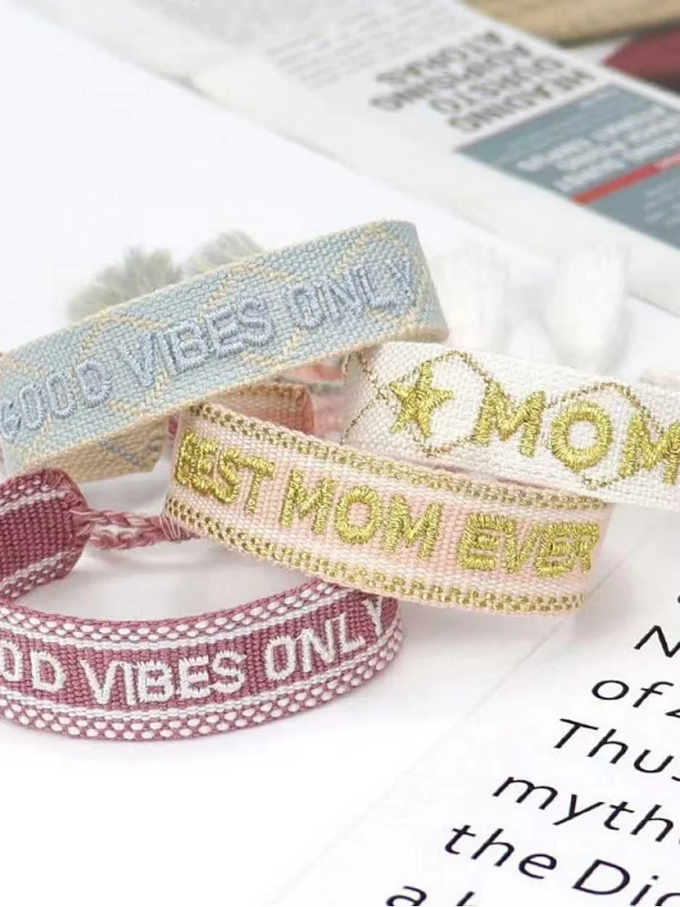 

Woven Friendship Bracelet For Men Women Braided Bracelets With Embroidery Giveaway Jewelry for Couples Best Friends Sis