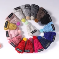 10pcs 16 kinds color mini ball knitted childrens hats diy handmade clothes soft sewing material hat bag art hair accessories