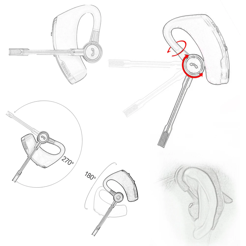 lymoc original v8s bluetooth headsets wireless earphones csr earbuds ear hook mic handsfree for strucker business office workout free global shipping