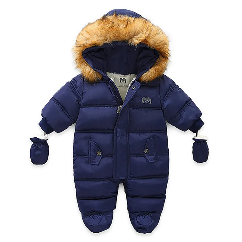 

2021 New Newborn Baby Winter Clothes Toddle Jumpsuit Hooded Inside Fleece Girl Boy Snow Wear Autumn Overalls Children Outerwear
