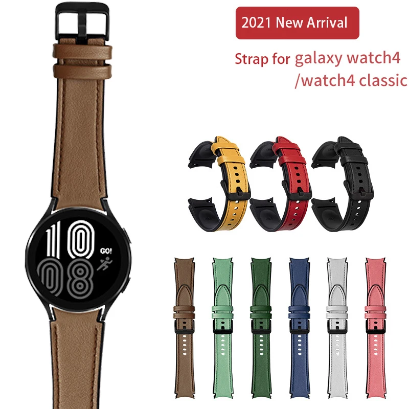 

20mm Genuine Leather Replacement Watchband Strap For Samsung Galaxy Watch 4 44mm 40mm／Watch 4 Classic 42mm 46mm Bracelet Correa