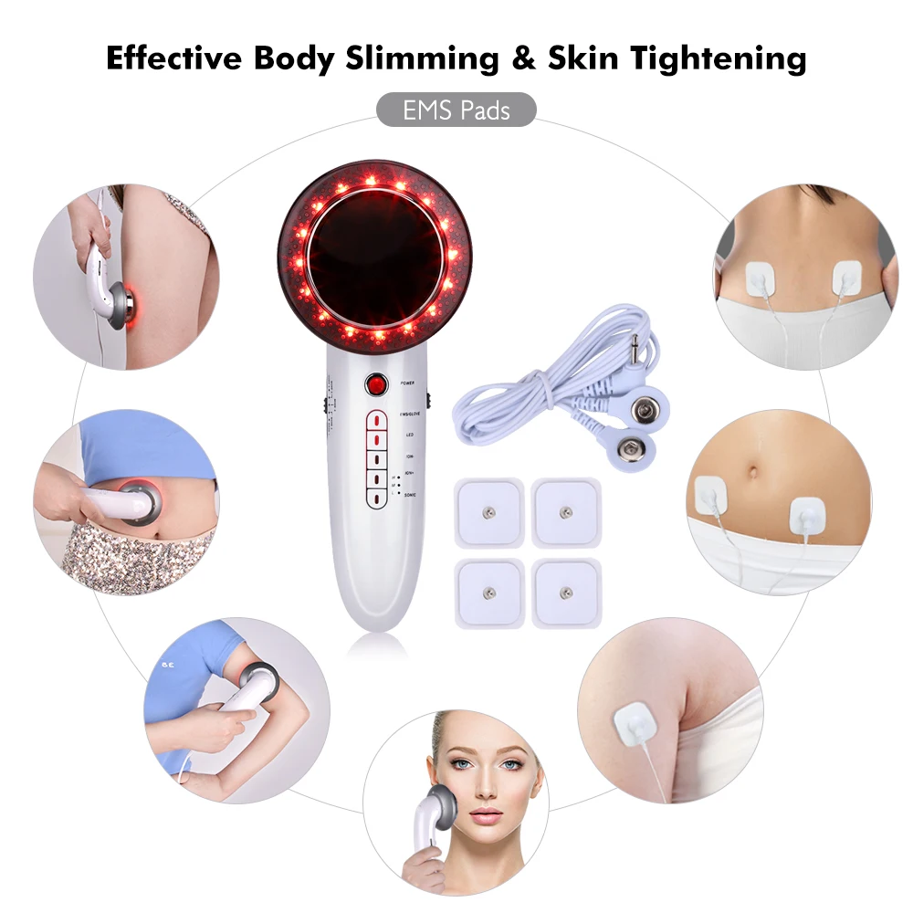 Beste 6 In 1 Lichaam Afslanken Stimulator Ultrasone Golf Ems Infrarood Therapie Vet Brander Apparaat Gewichtsverlies Anti Cellulitis Gezicht Lifting
