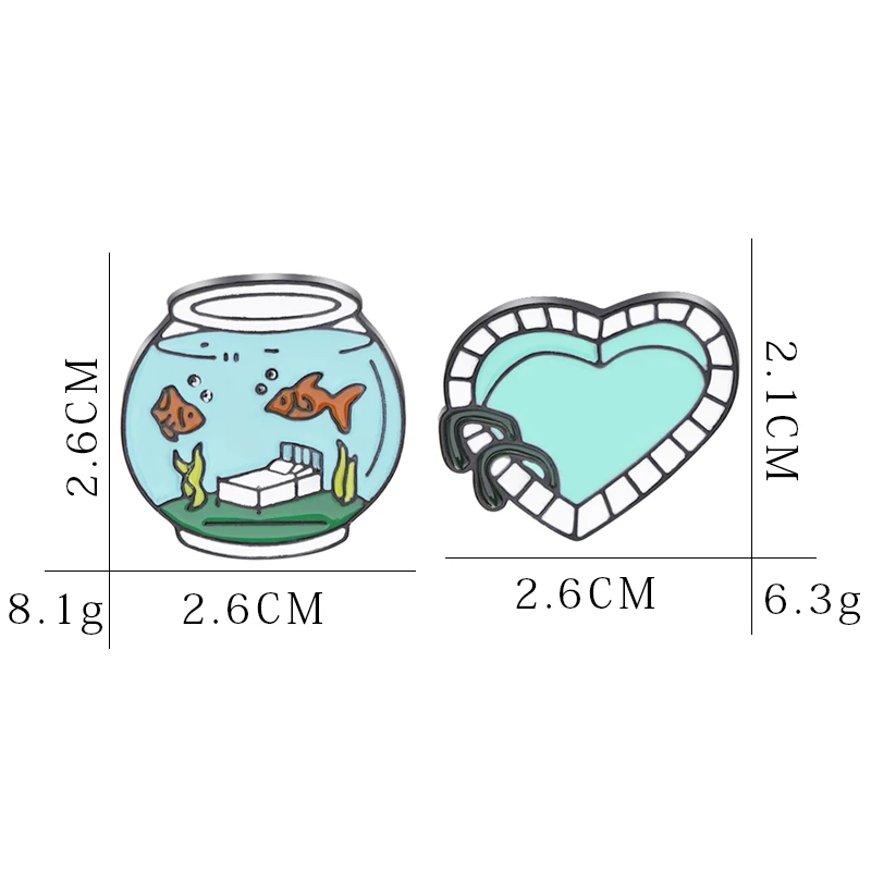 Аквариум бумажный кораблик Эмаль Булавка сердце бассейн нагрудный знак брошь