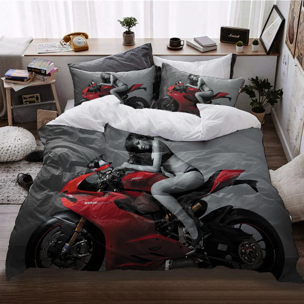 

Motorcycle Bedding Sets Motorcycle Duvet Cover Bed Set NO Bed Sheet Housse Couette Literie Copripiumone Con Motocykl Single King