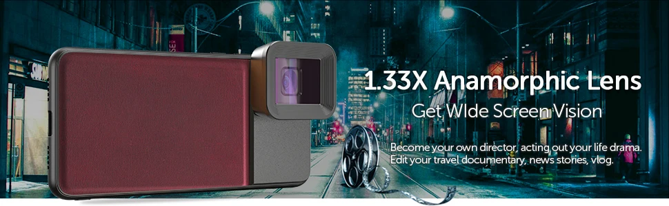 APEXEL 1.33X анаморфный объектив широкоформатный видеосъемка деформация объектив камеры мобильного телефона с c-креплением чехол для iPhone huawei
