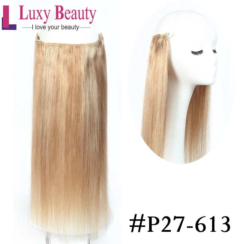 # P27/613 LuxyBeauty, прямые накладные волосы на застежке, 1", 18", 2", Remy, человеческие волосы, машина, сделано, уток, рыбная линия, волосы, регулируемые - Цвет: # P27/613