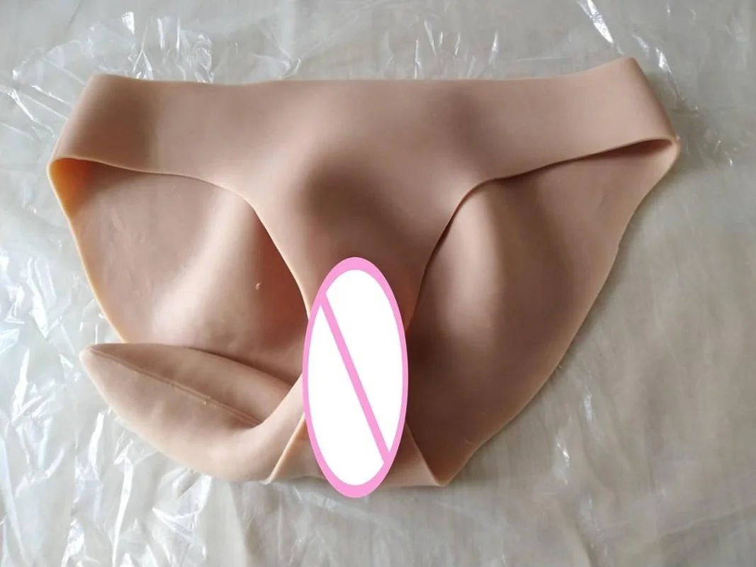Силиконовые трусы с фальшивой вагиной для мужчин переодевающихся в женщин, трансгендеров, шимейлов и мягкими сиськами.
