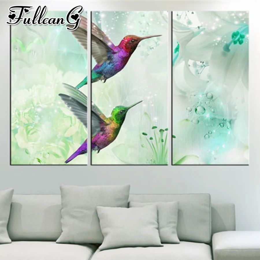 

FULLCANG 3 шт./компл. diy камни в форме ромба, круглые фрезы, со стразами, с большим бриллиантом картина птица пара мозаика с вышивкой в виде животны...