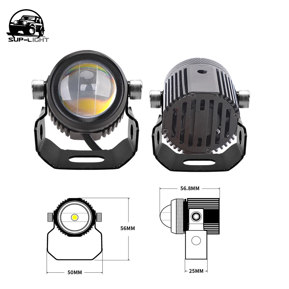 2019 Updated Led Headlight Work Fog Light Dual Color High Beam for BA20D H4 T19 Moto ATV SUV for Jeep Tractor Yacht Truck M1