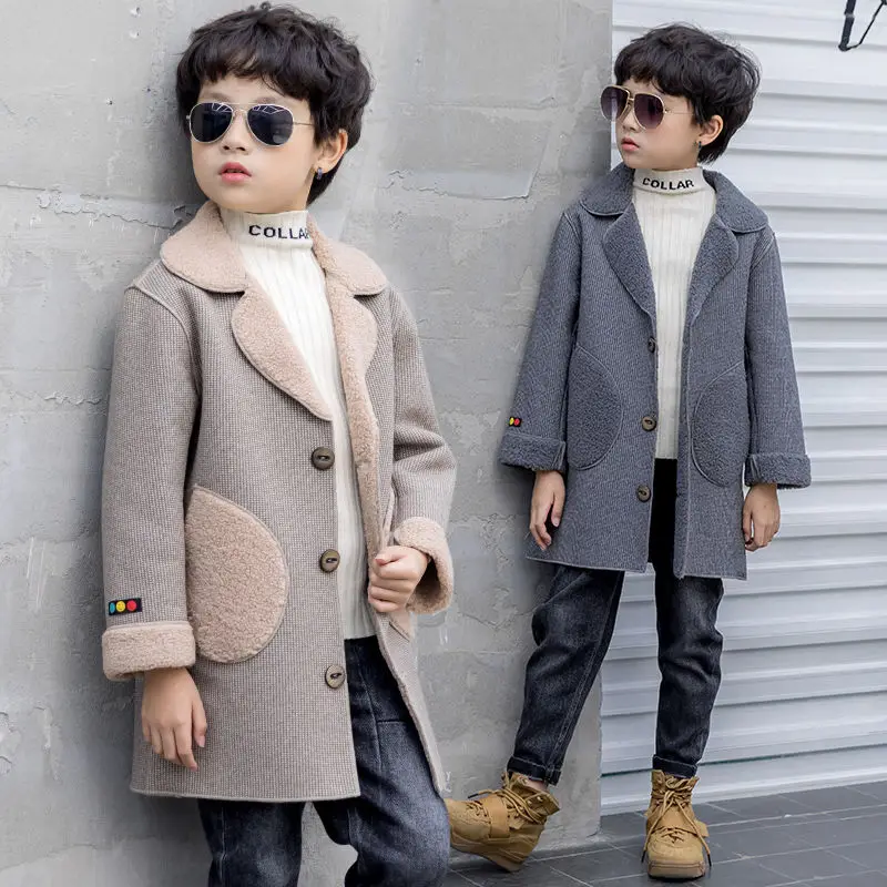 Новинка Двубортный плащ Куртки для мальчиков Сезон весна осень зима Детские