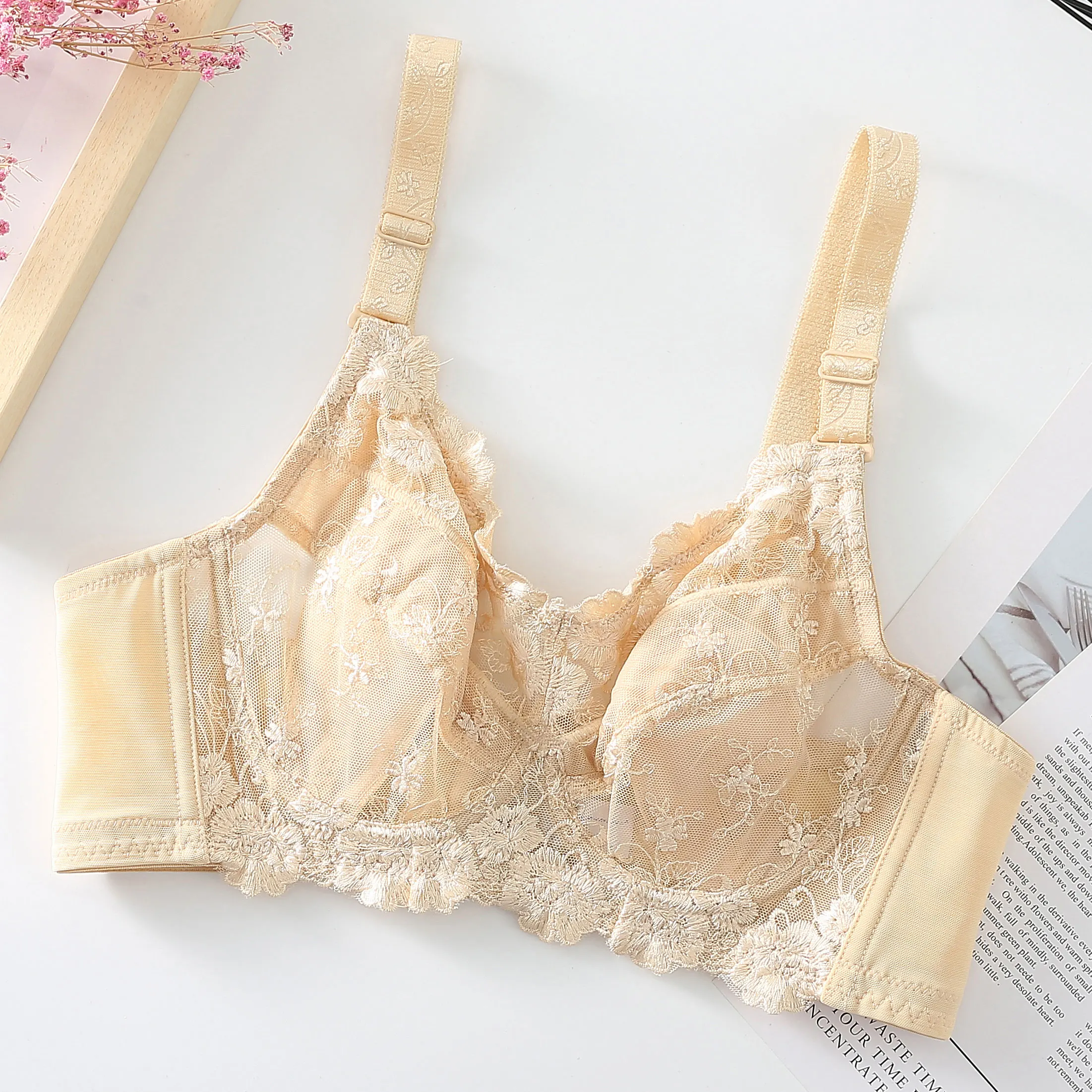 

Womens Ultra Thin Lace Bra Full Coverage Embrodiery Lingerie 34F 36F 38F 40F 42F 44F 46F 48F B C D E F Bulk Items Wholesale Lots