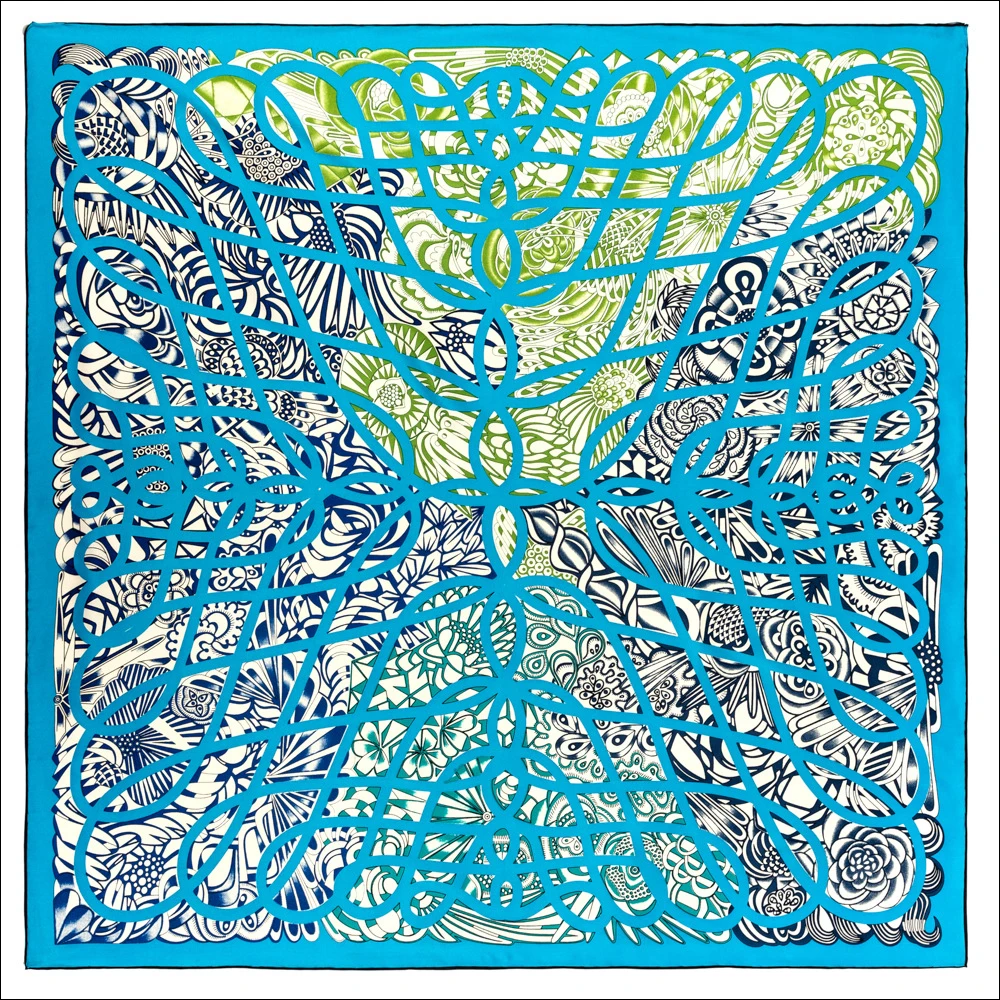 

Красочный квадратный шелковый саржевый шарф ручной работы 90x90 ручной дизайнерский шелковый шарф для женщин